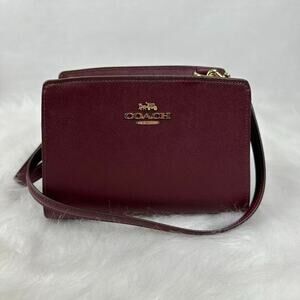 Coach Gia Crossbody Bag Crossgrain Leather Gold Dark Wine CCK64 NWT